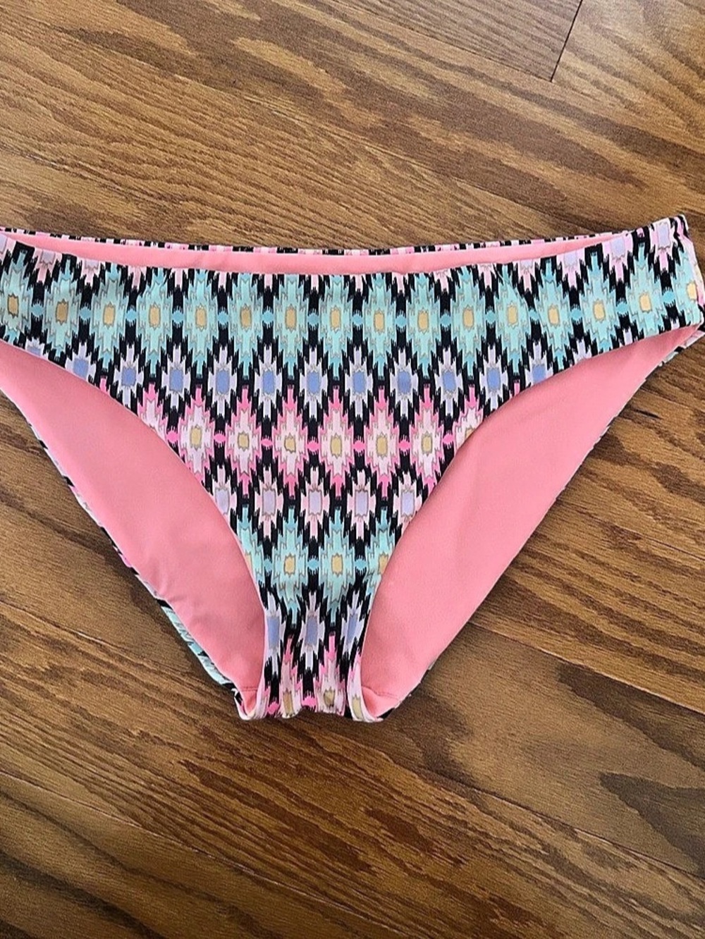 Victoria's Secret Knockout Bikini Bottom Women's L Pastel Aztec Inspired Print